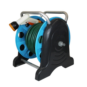 Seesa plastic aluminum portable retractable home garden yard water hose reel with hose nozzle