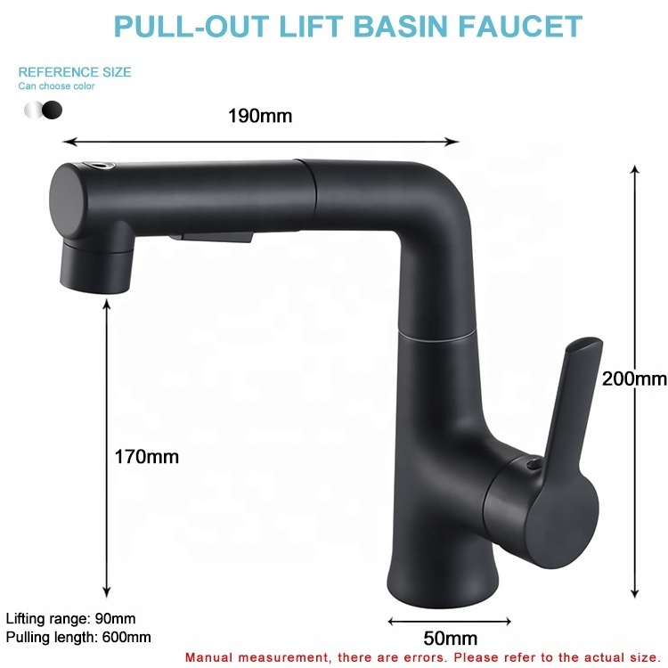 High Quality Bathroom Sink Faucets Black Brass Multi Function Pull Down Basin Faucets