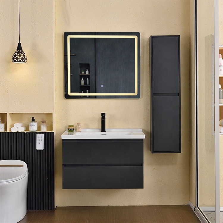 Wall Mounted Sink Cabinet With Double Layer Mute Drawers Bathroom Mirror Light Cabinet Furniture Vanity Bathroom Cabinet