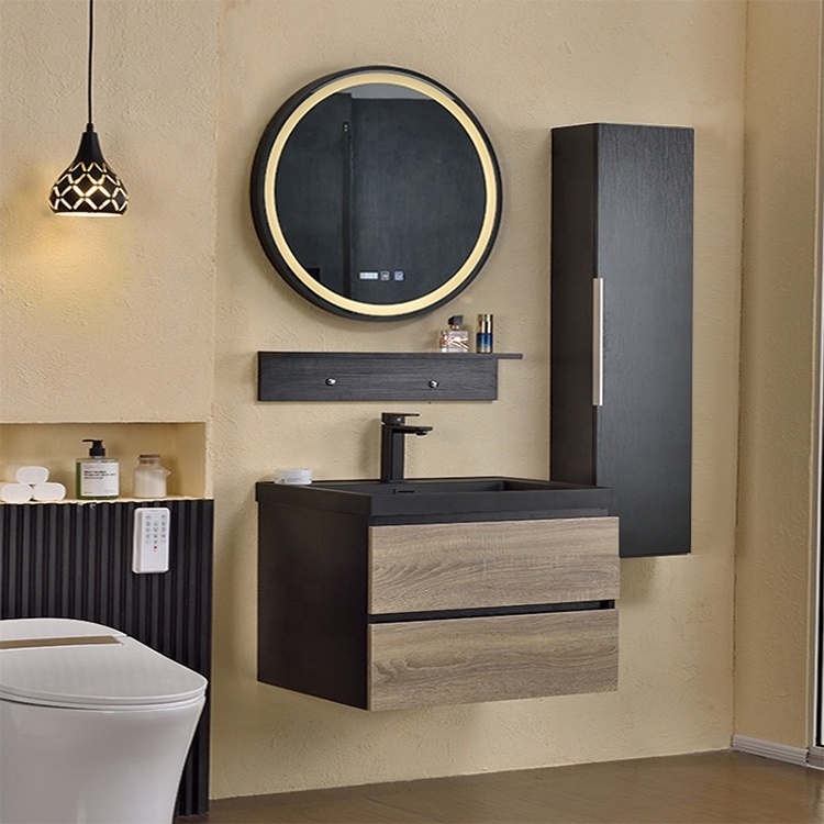 Popular Modern Wall Bathroom Vanity Cabinets with Single Sink Bath Vanity Set Floating Led Mirror Vanity Rectangle Hotel 3 Years