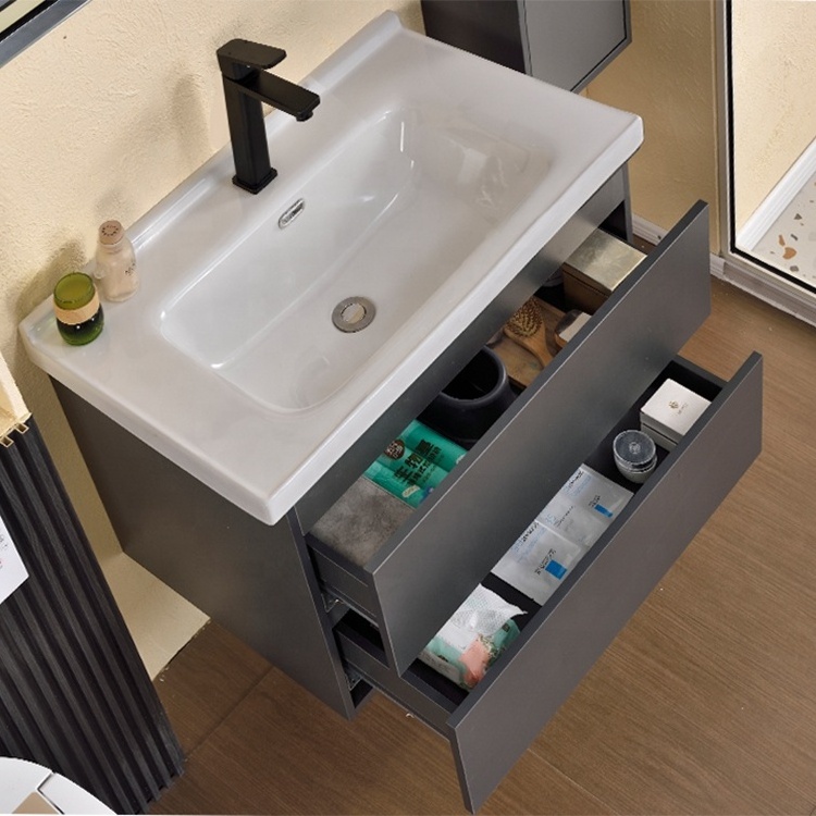 Wall Mounted Sink Cabinet With Double Layer Mute Drawers Bathroom Mirror Light Cabinet Furniture Vanity Bathroom Cabinet