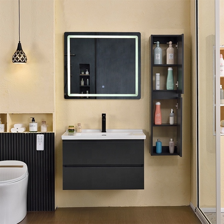 Wall Mounted Sink Cabinet With Double Layer Mute Drawers Bathroom Mirror Light Cabinet Furniture Vanity Bathroom Cabinet