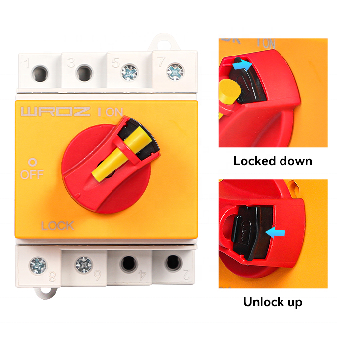 IP66 3 phase 32a disconnection din rail isolator switch for PV solar system