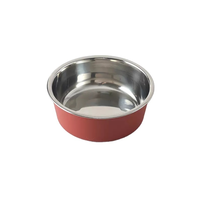 Wholesale stainless steel dog bowl cartoon print single bowl rubber non slip resistant fall pet bowl