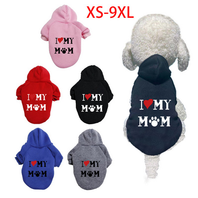 Pet Clothes Puppy Hoodie Sweater Dog Coat Warm Sweatshirt Love My Mom Printed Shirt