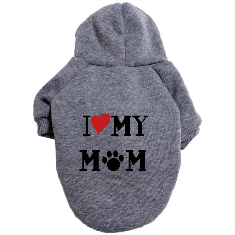 Pet Clothes Puppy Hoodie Sweater Dog Coat Warm Sweatshirt Love My Mom Printed Shirt