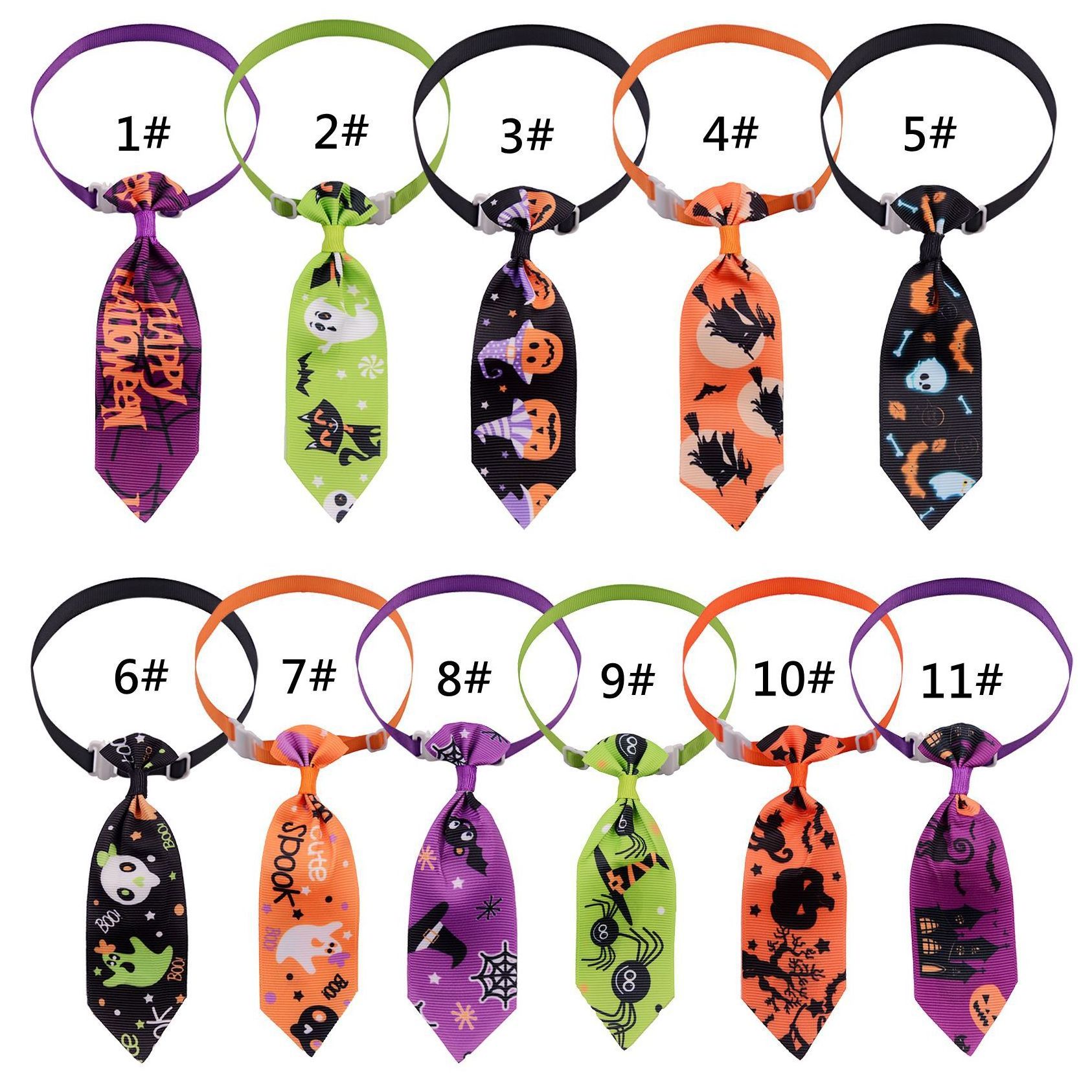 Halloween Dog Neck Tie Adjustable Multi Kind Of Assorted Patter Pet Bow Ties Grooming Accessories For Small Dogs Birthday Gift