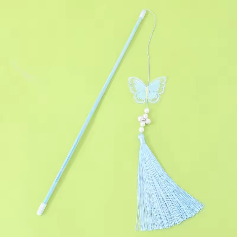 Lovely Butterfly Shape Feather Cat Teaser Stick Interactive Cat Toy Cat Toy Teaser Sticks