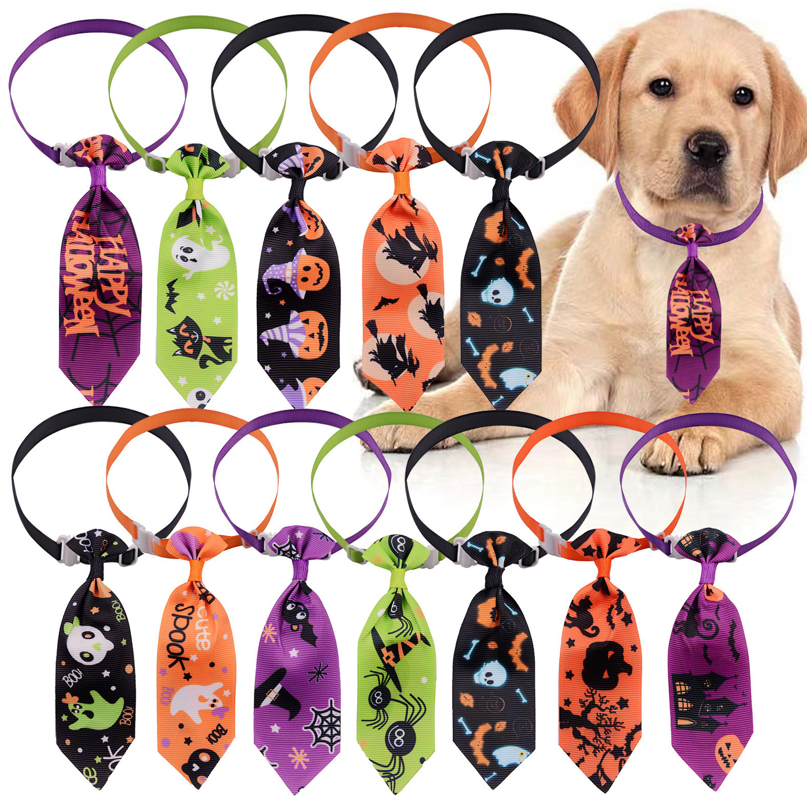 Halloween Dog Neck Tie Adjustable Multi Kind Of Assorted Patter Pet Bow Ties Grooming Accessories For Small Dogs Birthday Gift