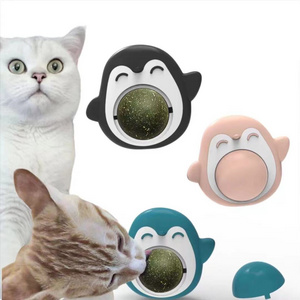 New Design Lovely Penguin Design Safe Interactive Ball Catnip Mint Sucker Wall Ball Cat Toy With Catnip Mint