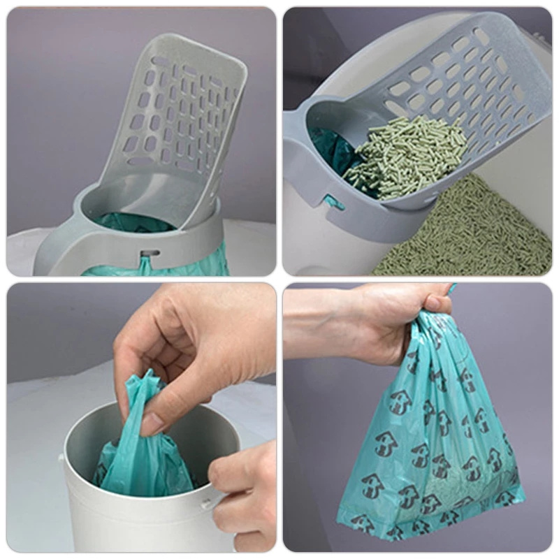 Durable Portable Integrated Cat Litter Shovel High Capacity Kitten Cat Litter Scooper With Waste Bags Pet Cleaning Supplies