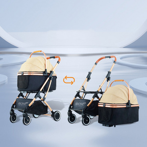 Creative New Design Wholesale Outdoor Travel Dog Cat Separation Folding Metal Small And Medium Sized Dog Pet Cart