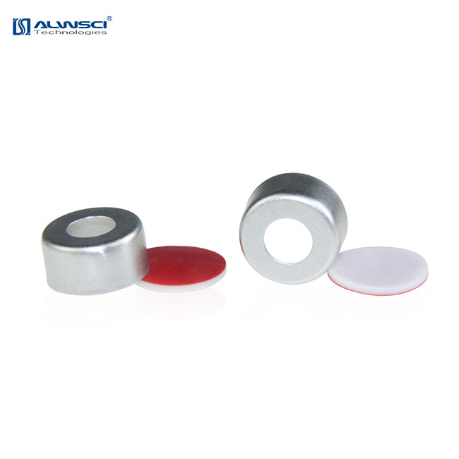 ALWSCI 1.5ml crimp top hplc vials 11mm pp cap w red PTFE white silicone septa glass bottle aluminum cap 11-SP3002