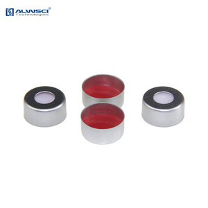 ALWSCI 1.5ml crimp top hplc vials 11mm pp cap w red PTFE white silicone septa glass bottle aluminum cap 11-SP3002