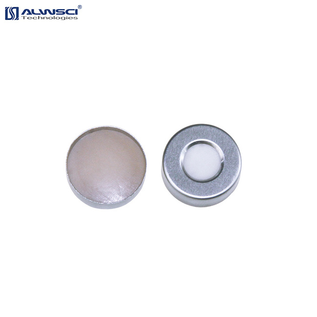 ALWSCI 20mm natural ptfe white silicone septa w 20mm open top aluminum crimp cap