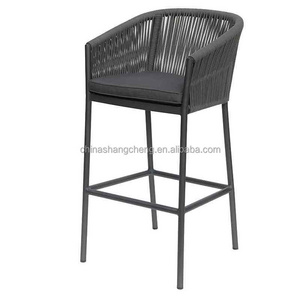 Nordic Aluminum Patio Modern Restaurant Bistro Cafe Garden Balcony Outdoor Furniture Bar Stool Woven Rope Bar Chair