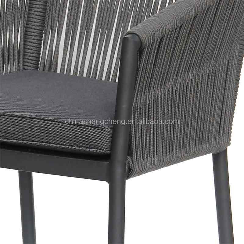 Nordic Aluminum Patio Modern Restaurant Bistro Cafe Garden Balcony Outdoor Furniture Bar Stool Woven Rope Bar Chair