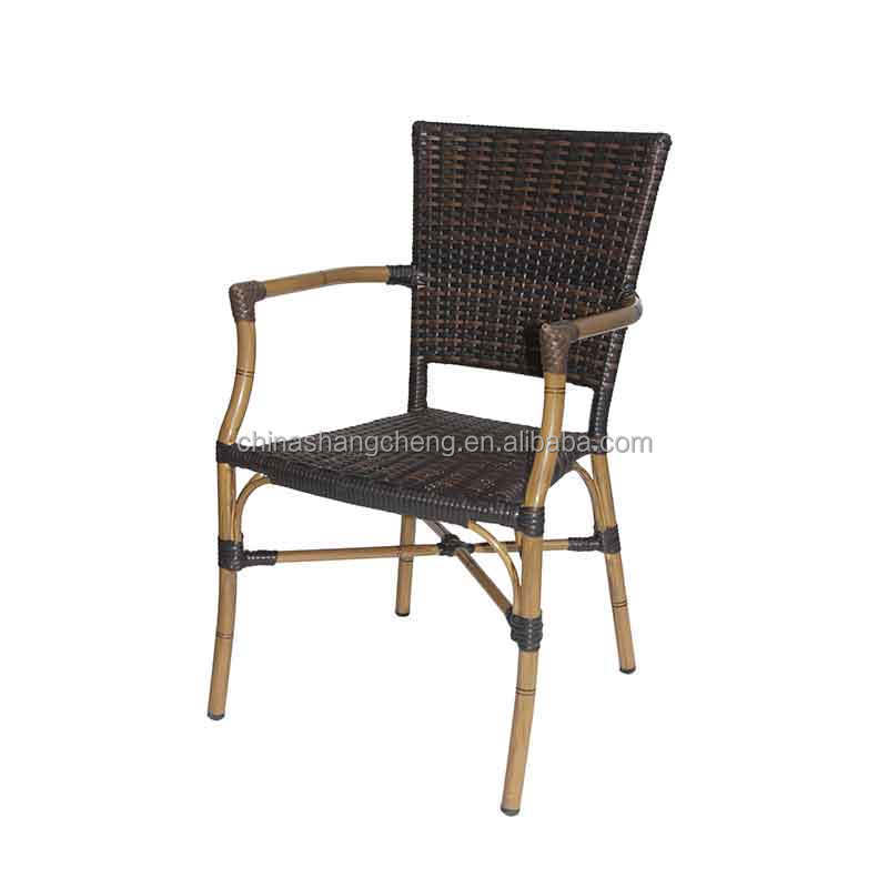 Hot Selling French Bistro Coffee Armchair Cheap Restaurant Furniture Cafe Booth Outdoor Rattan Wicker Chair