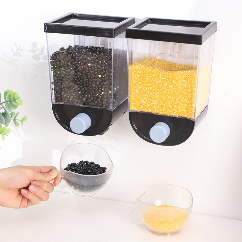 Kitchen Grain Storage Container Dispenser Oatmeal Wall Mounted Food Cereal Container Grain Dispenser