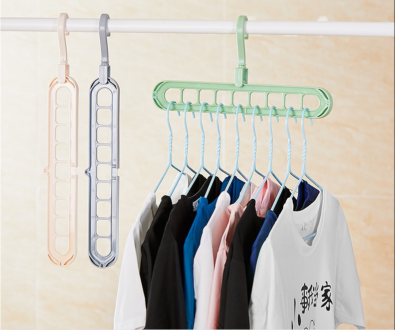 Multi-function Space Saving 9 Hole Clothes Hanger Magic Folding Plastic Hangers for Scarf Clothes