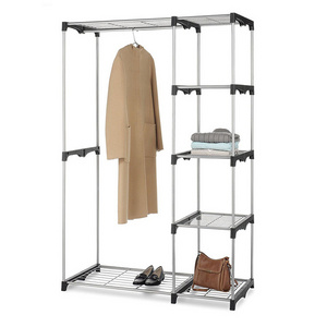 Metal Assembling Wardrobe for Hanging Clothes Storage Shoes Bedroom Wardrobe Multi-Layers Clothes Stand Rack