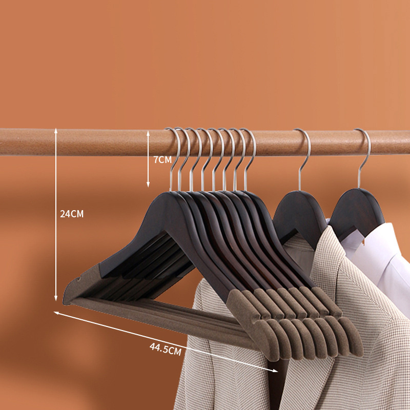 Fashional Luxury Wooden Velvet Garment Coat Jacket Suit Hangers Clothes Wood Hanger