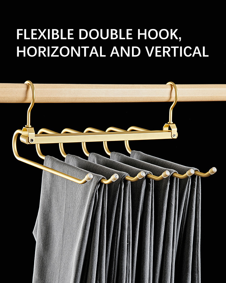 Aluminum alloy pants hanger multifunctional foldable pants hangers multi-layer storage for clothing saving space