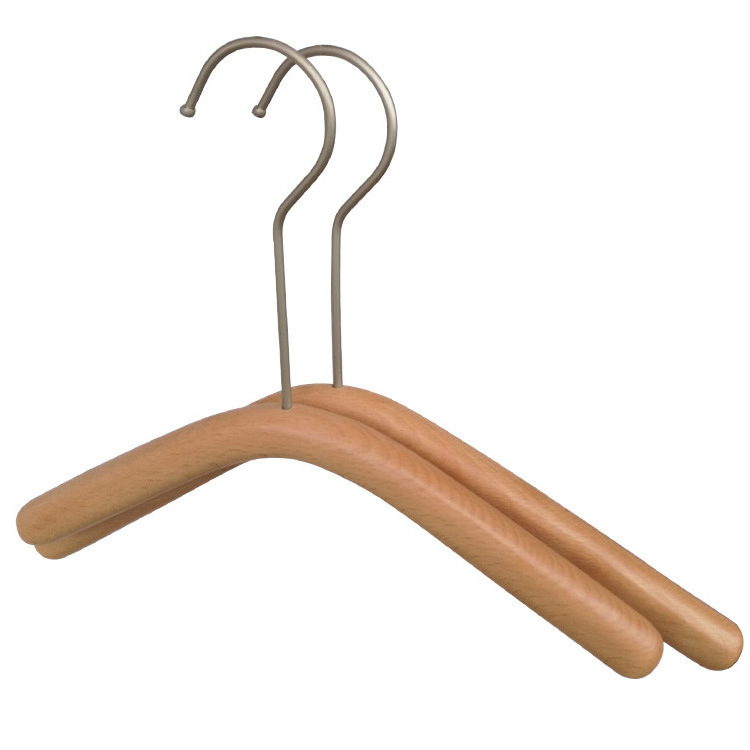 Wholesale wooden round bar children's clothes hangers solid wood kids clothes hangers for clothing stores