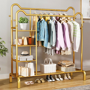 Household Cat Ear Design Gold Clothes Garment Shelf Hanging Drying Rack Storage Clothes Rack