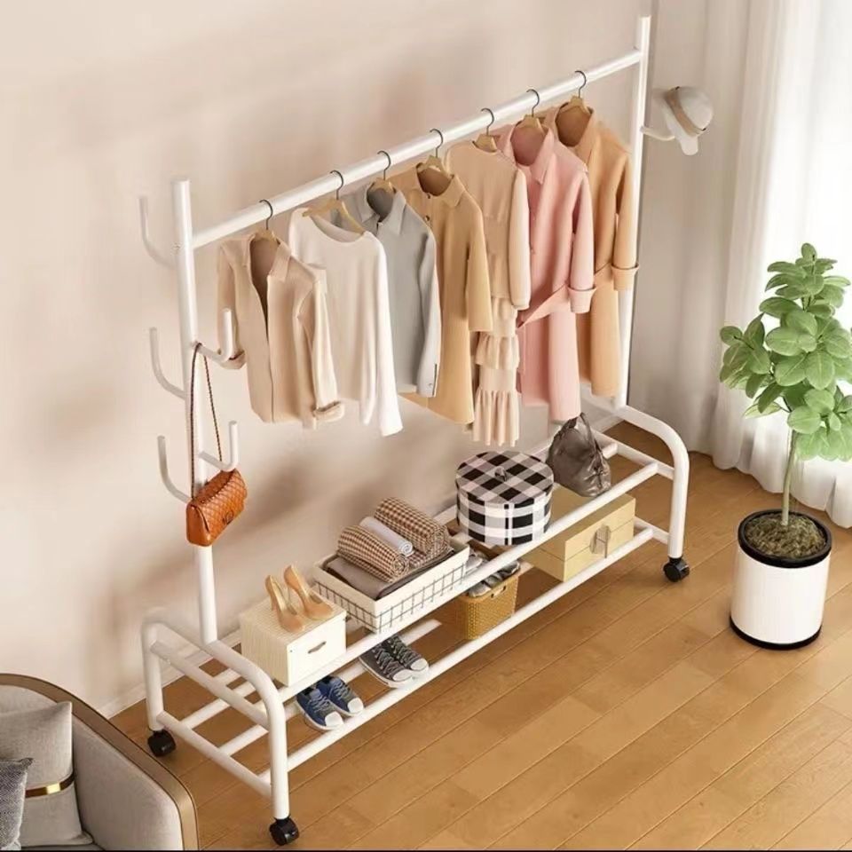 Bold Thickened Tube Coat Rack Pink Drying Racks for Hanging Clothes Bedroom Couture Clothing Display Racks