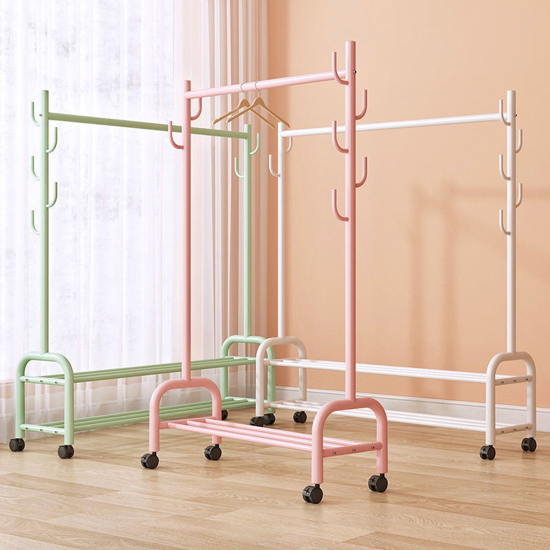 Bold Thickened Tube Coat Rack Pink Drying Racks for Hanging Clothes Bedroom Couture Clothing Display Racks