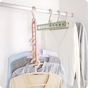 Multi-function Space Saving 9 Hole Clothes Hanger Magic Folding Plastic Hangers for Scarf Clothes