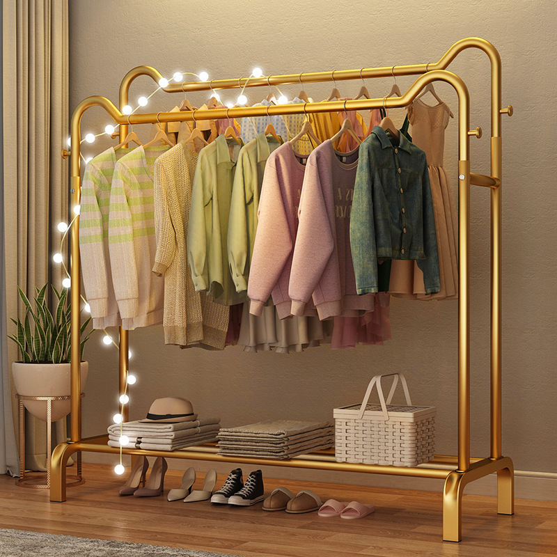 Household Cat Ear Design Gold Clothes Garment Shelf Hanging Drying Rack Storage Clothes Rack