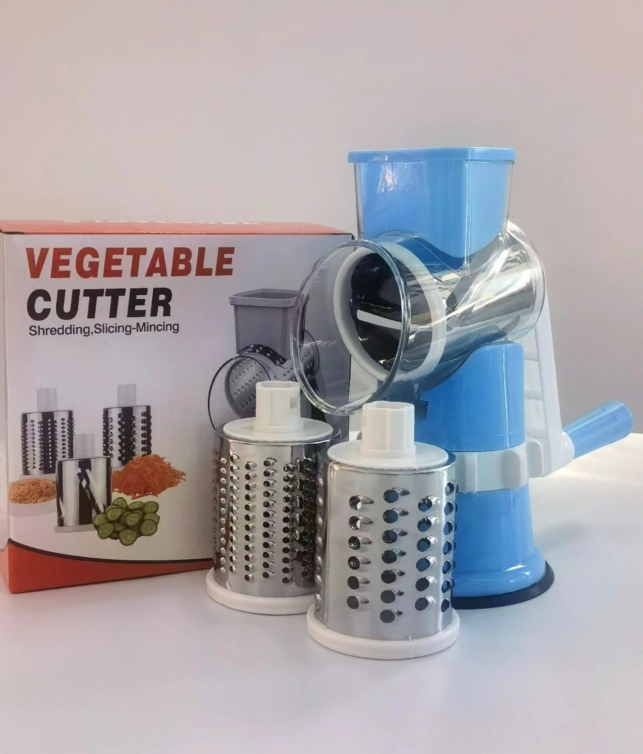 Kitchen Accessories Custom Hand Speedy Safe Vegetable Cutter Slicer, Wholesale Mini Spiral Slicer Drum Grater