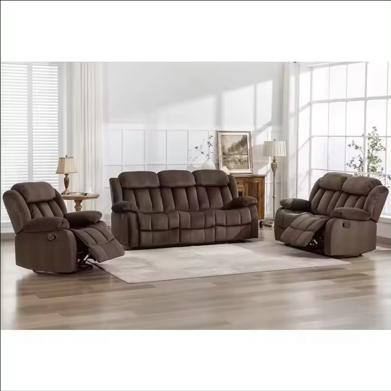 Sans 3 2 1 Manual 3 Seater Sectional Modern Fabric Reclining Sofa Recliner