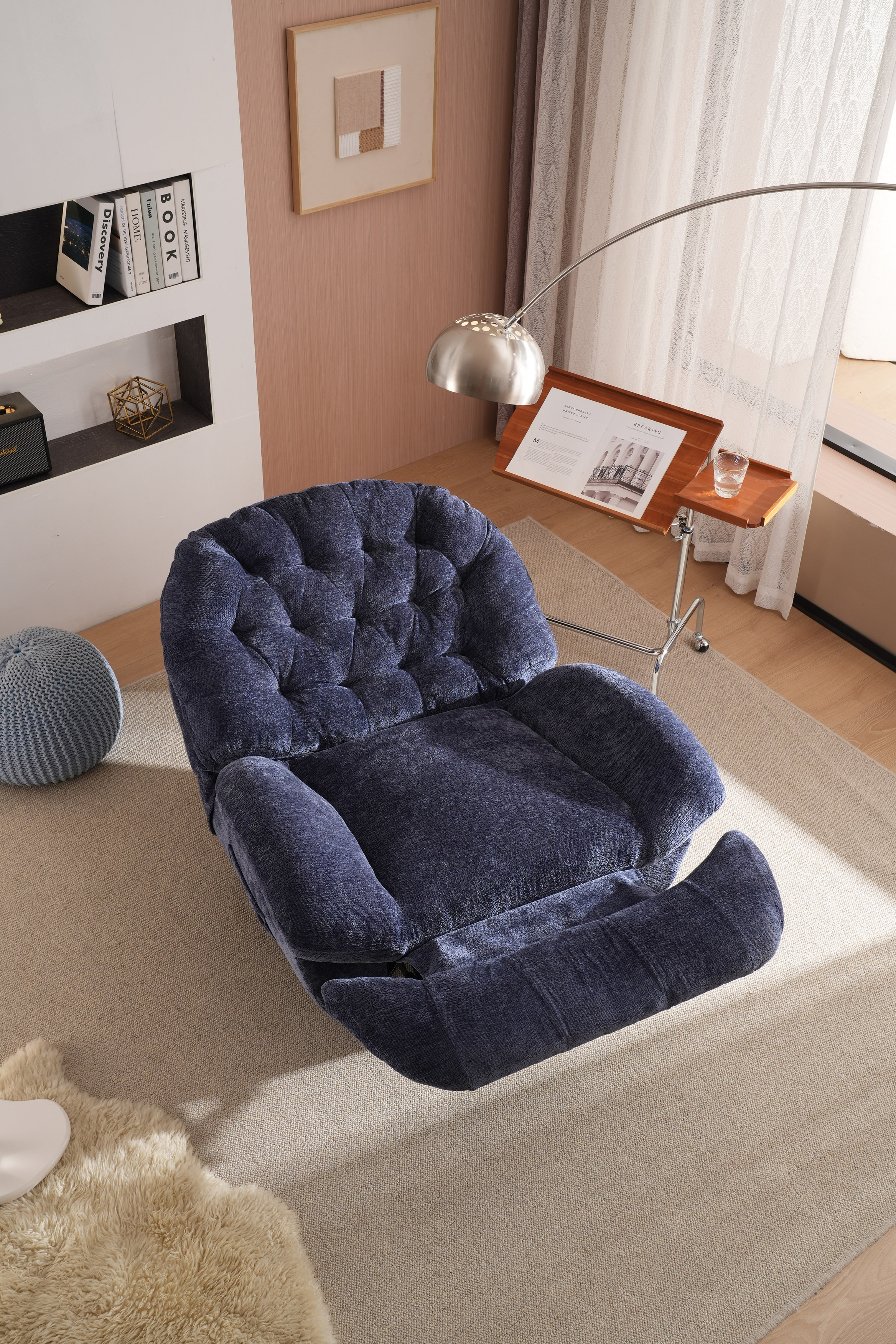 Sans Recliner Nordic Modern Manual Revolving Armchair Lazy Swivel Glider Standard Chenille Recliner Sofa Chair For Living Room