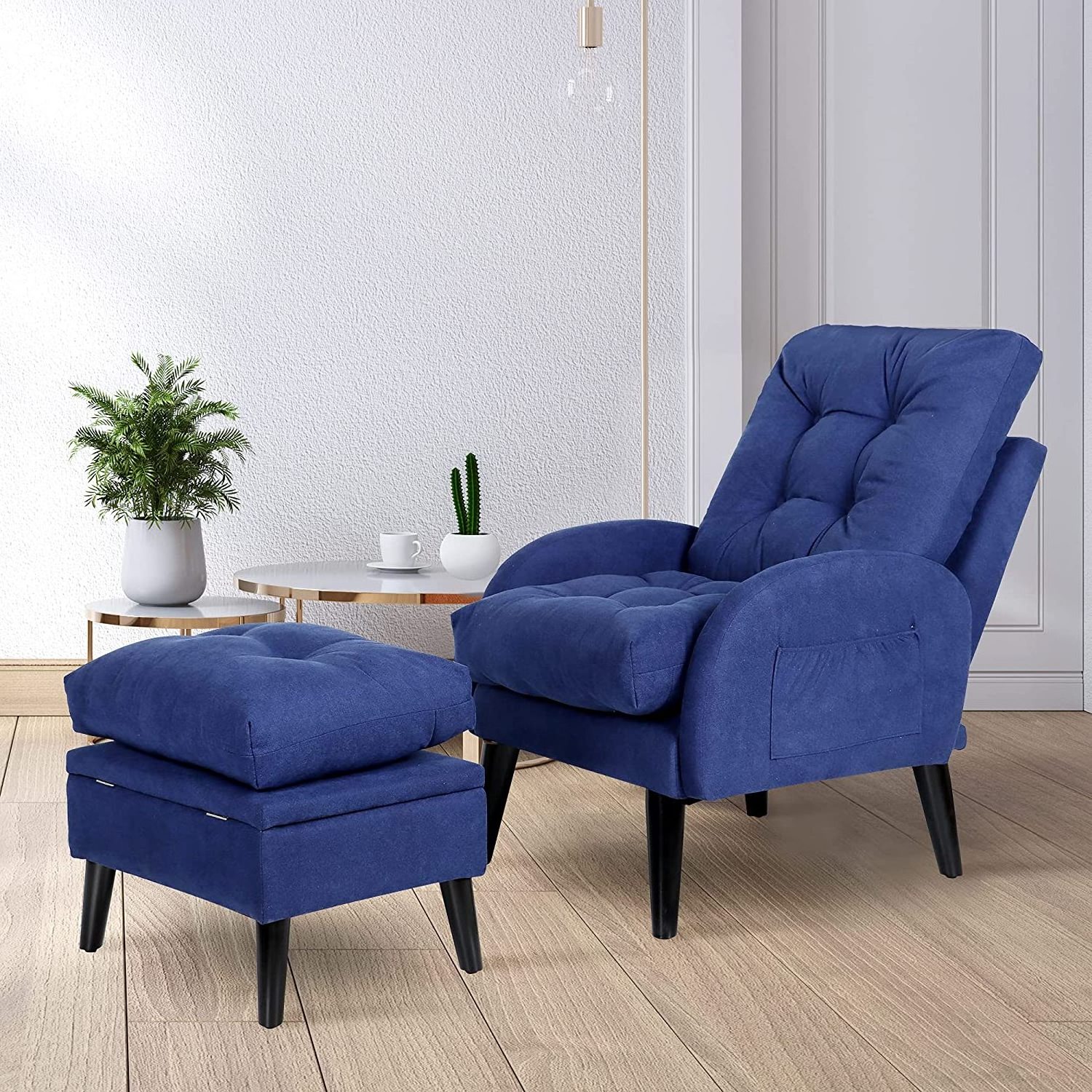 SANS Comfy Fabric Lounge Accent Chair with Ottoman Modern Stylish Sofa Chair for Living Room