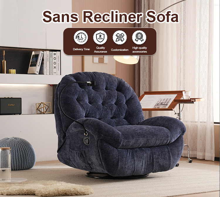 Sans Recliner Nordic Modern Manual Revolving Armchair Lazy Swivel Glider Standard Chenille Recliner Sofa Chair For Living Room