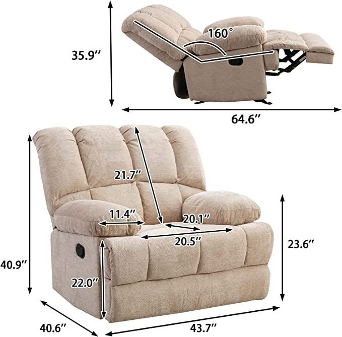 Sans New Arrival Wholesale Manual Modern Fabrics One Seat Glider Swivel Recliner Sofa Oversize Chair For Living Room