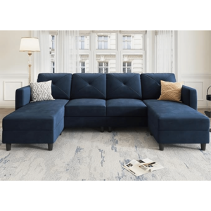 Convertible U Shaped Sofa Modular Sofa Sectional Couch with Double Chaises 4 Seat Sofa for Living Room