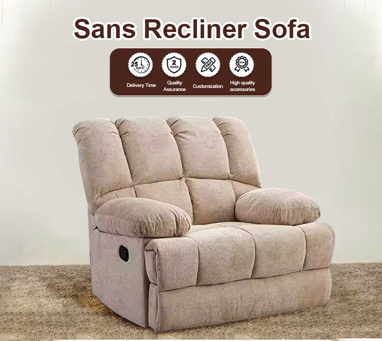 Sans New Arrival Wholesale Manual Modern Fabrics One Seat Glider Swivel Recliner Sofa Oversize Chair For Living Room