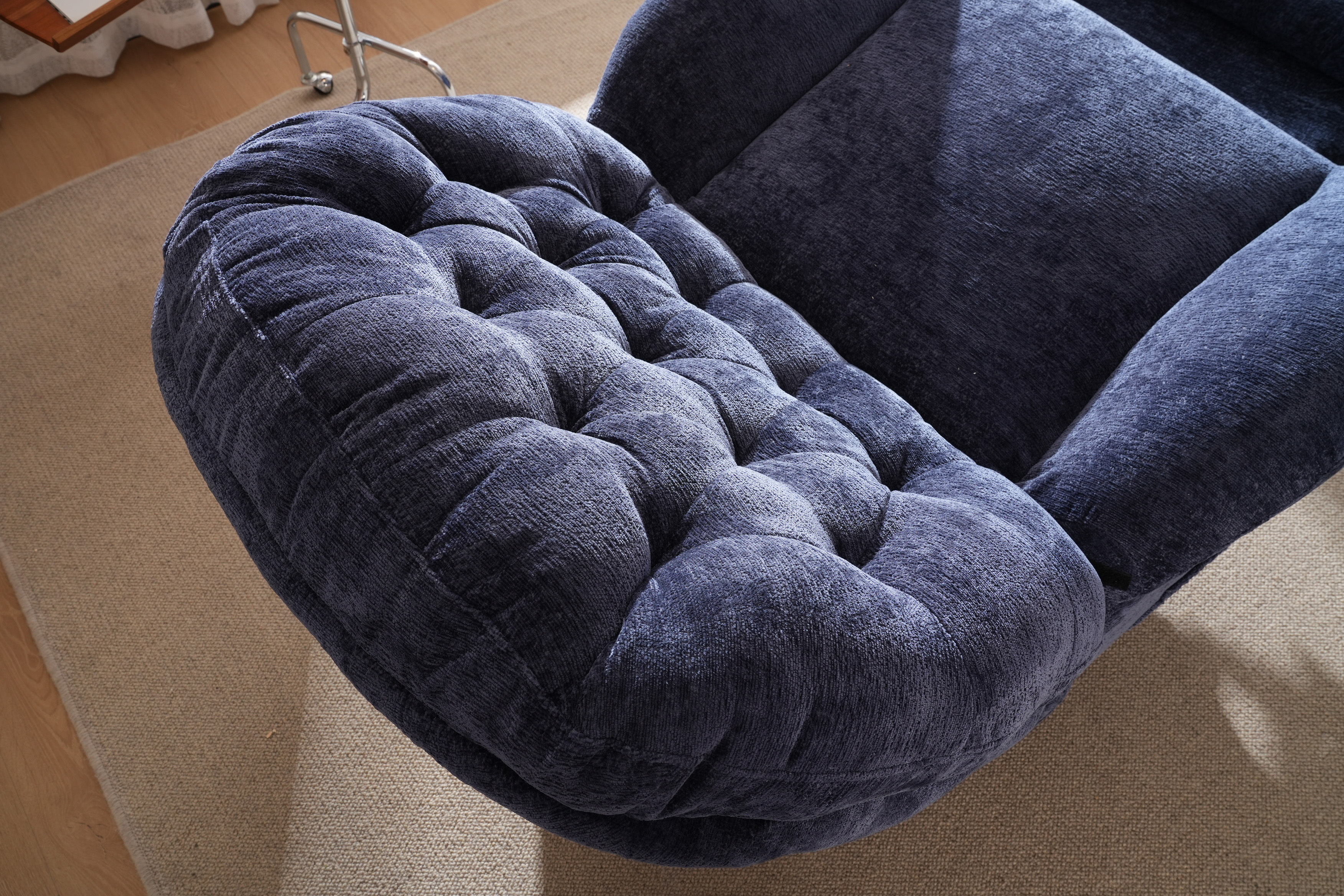 Sans Recliner Nordic Modern Manual Revolving Armchair Lazy Swivel Glider Standard Chenille Recliner Sofa Chair For Living Room