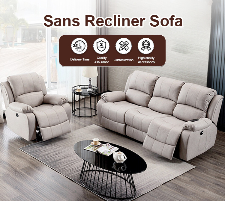 Sans Modern Functional Reclinable Recliner Sofa Set Leather Office Leisure Couch Recliner Sofa Chair Living Room