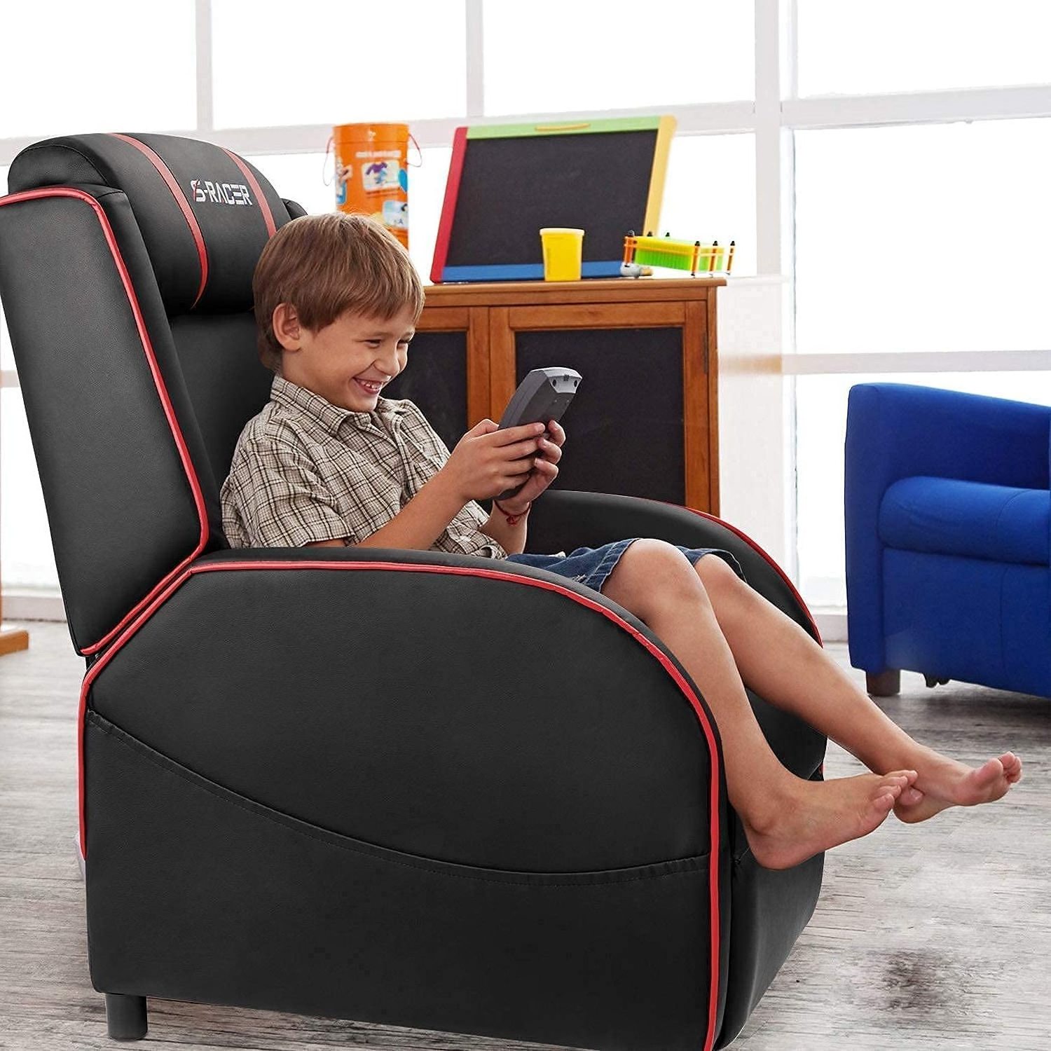 Gaming Recliner Chair Racing Style Single Living Room Sofa Recliner PU Leather Recliner Seat Home Theater Seating