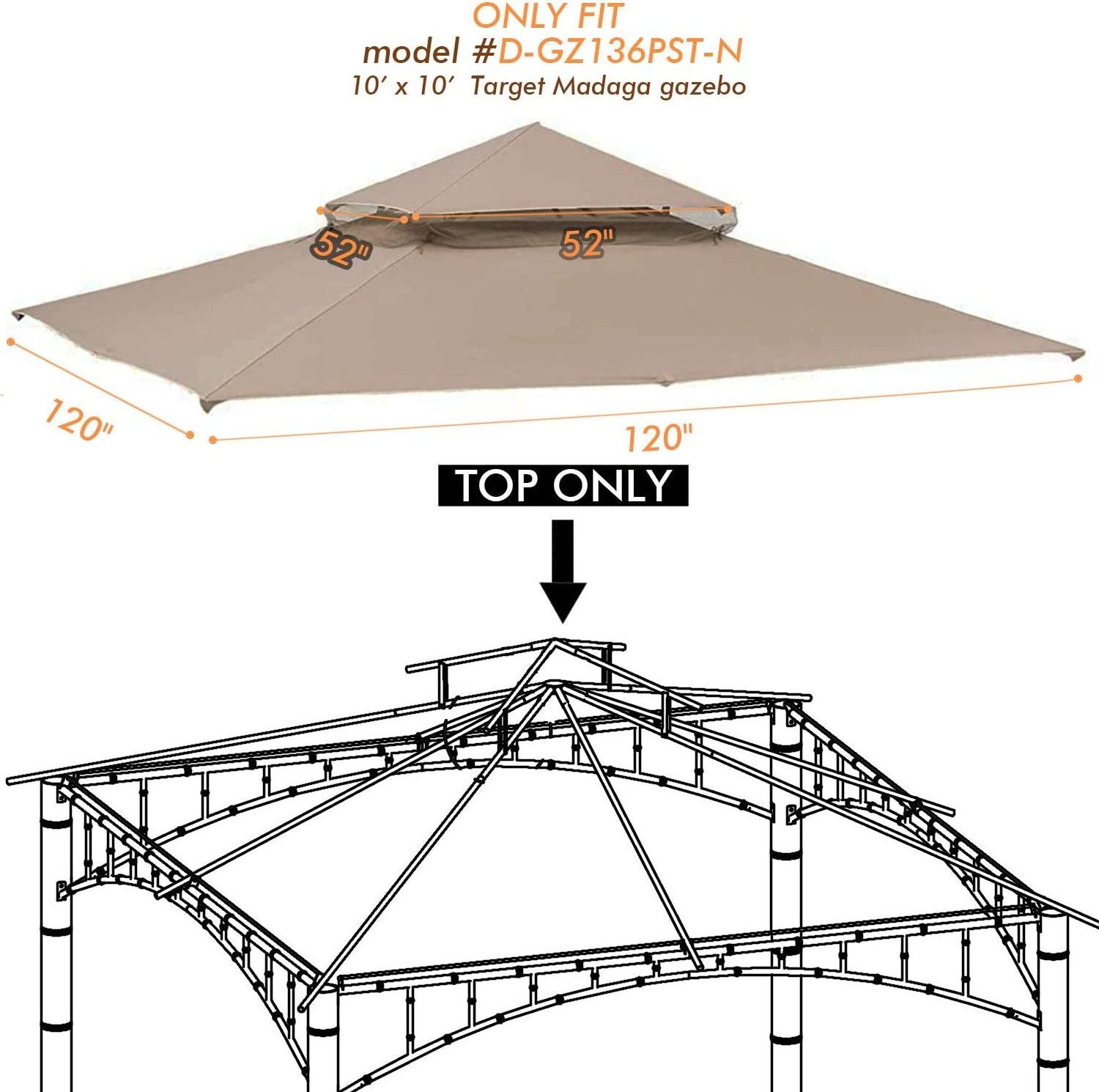 Factory Low MOQ Replacement tent roof replacement Gazebo Canopy Top