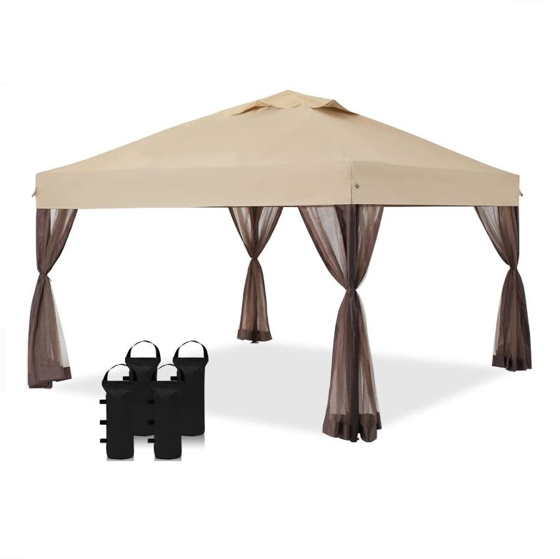 10x10 Pop up Canopy Outside Canopy with 4 Removable nettings with Door