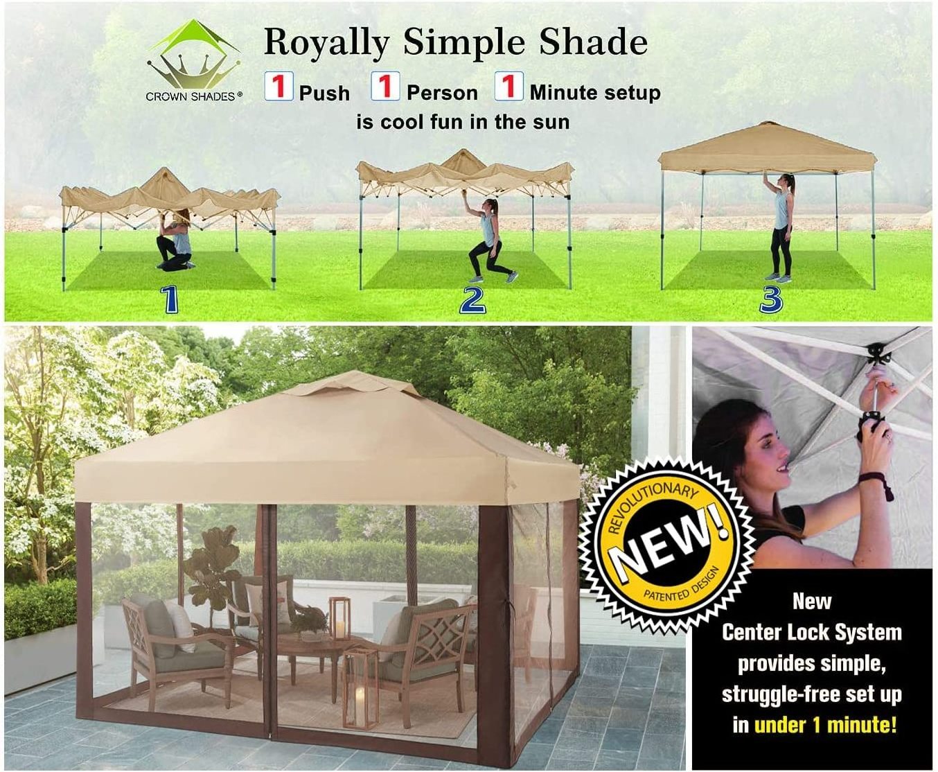 10x10 Pop up Canopy Outside Canopy with 4 Removable nettings with Door