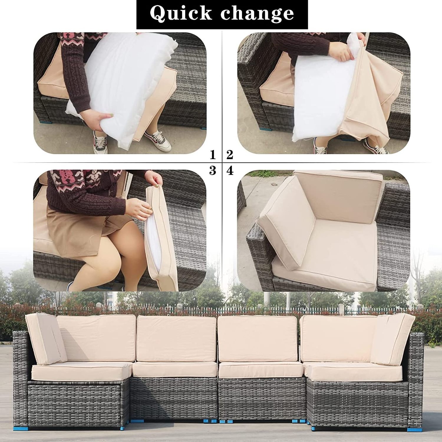 Patio Cushion Covers Replacement Outdoor Cushion Slipcovers with Zipper and Waterproof Chair Seat Cover for Patio Furniture sofa