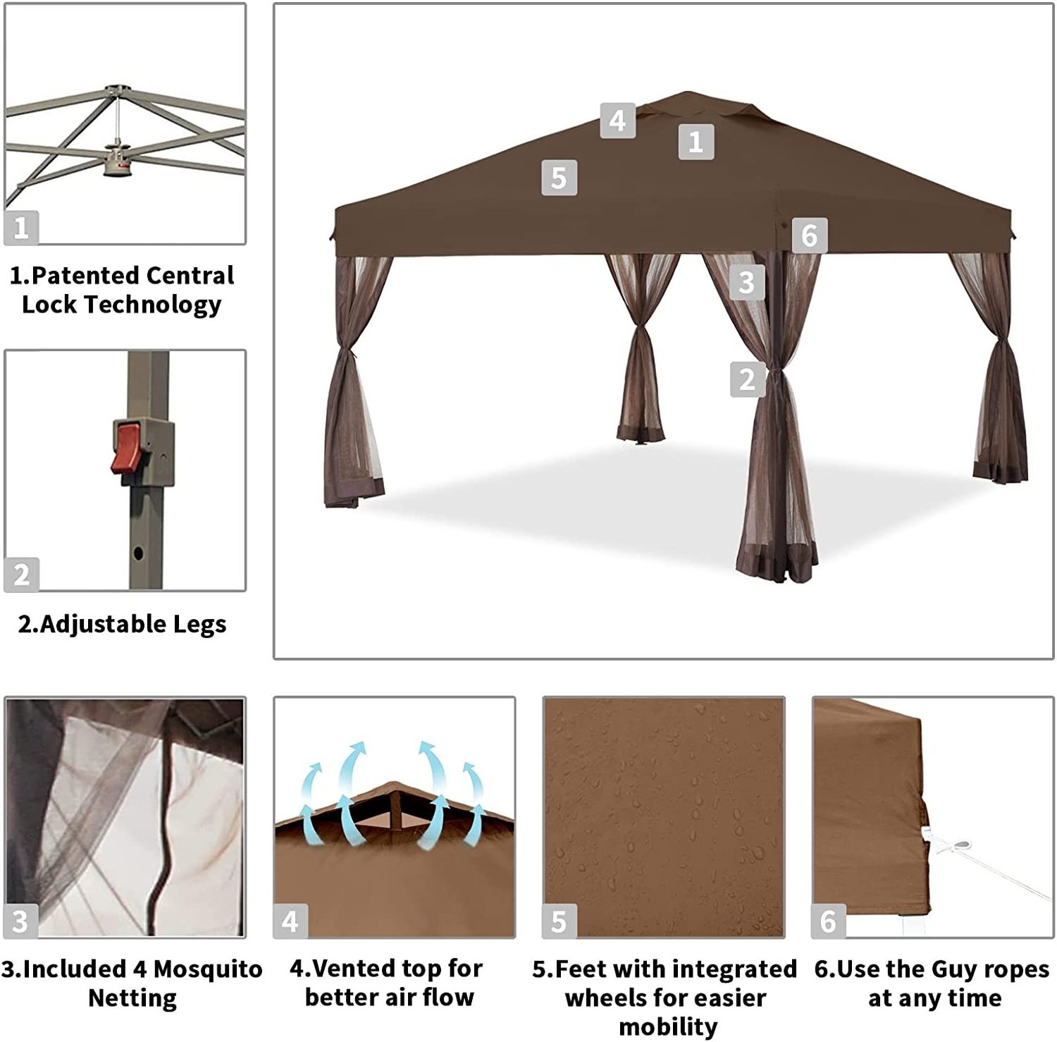 High Quality Outdoor 10x10 Canopy Tent Easy Folding Waterproof Pop Up Tent With net Sidewall