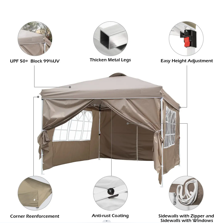 Home Outdoor Party garden Pop up canopy  trade show tent  10x10 canopy tent with church window sidewalls